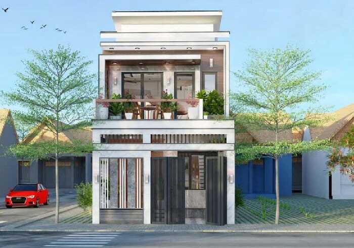 Thiết kế nhà 2 tầng 60m2 5x12m