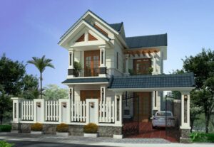 Mẫu nhà chữ L 2 tầng 80m2