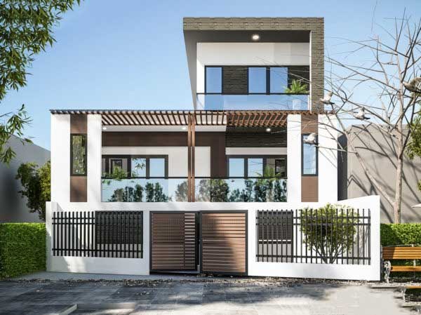Mẫu nhà 2 tầng mái bằng 7x10m
