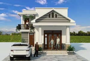 Mẫu nhà cấp 4 chữ L có gác lửng