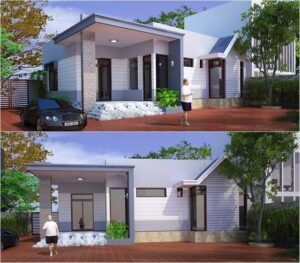 mẫu nhà cấp 4 3 phòng ngủ mái bằng
