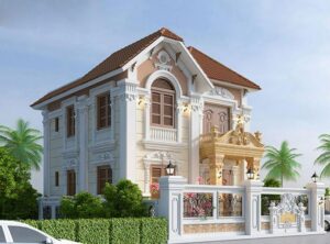 Mẫu thiết kế nhà 2 tầng 8x11m phong cách tân cổ điển sang trọng