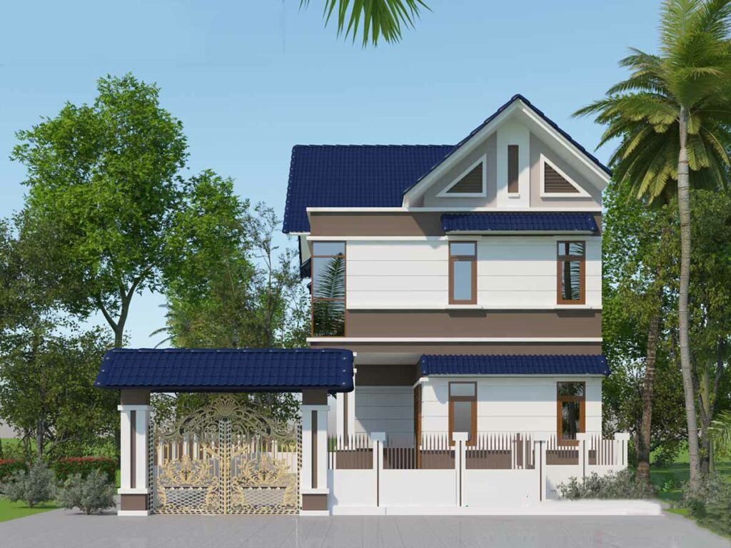 Mẫu nhà 2 tầng mái thái 7x12m