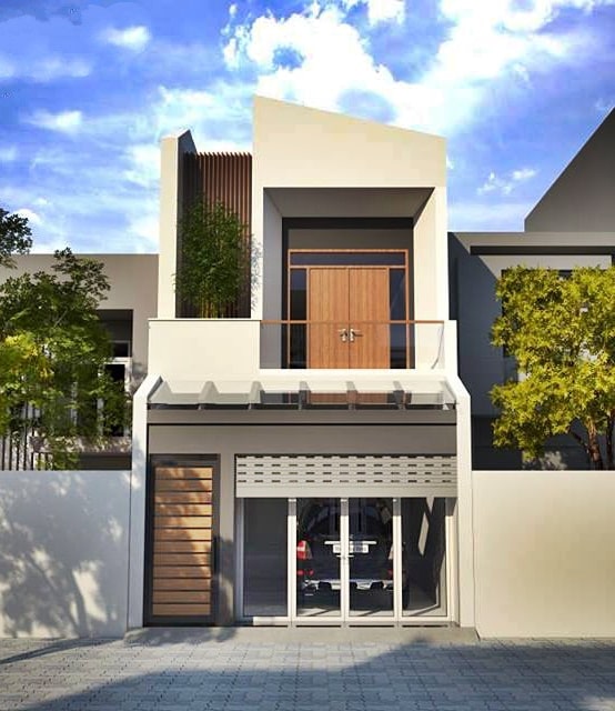 Mẫu thiết kế nhà 2 tầng 5x20m có gara ô tô