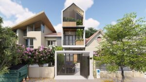 Nhà 2 tầng có gác lửng 5x10m
