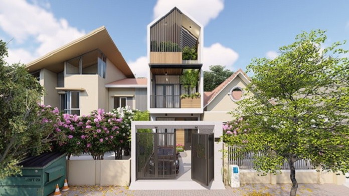 Nhà 2 tầng có gác lửng 5x10m